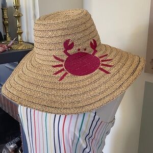 Jonathan Adler Pink Crab Straw Sun Hat